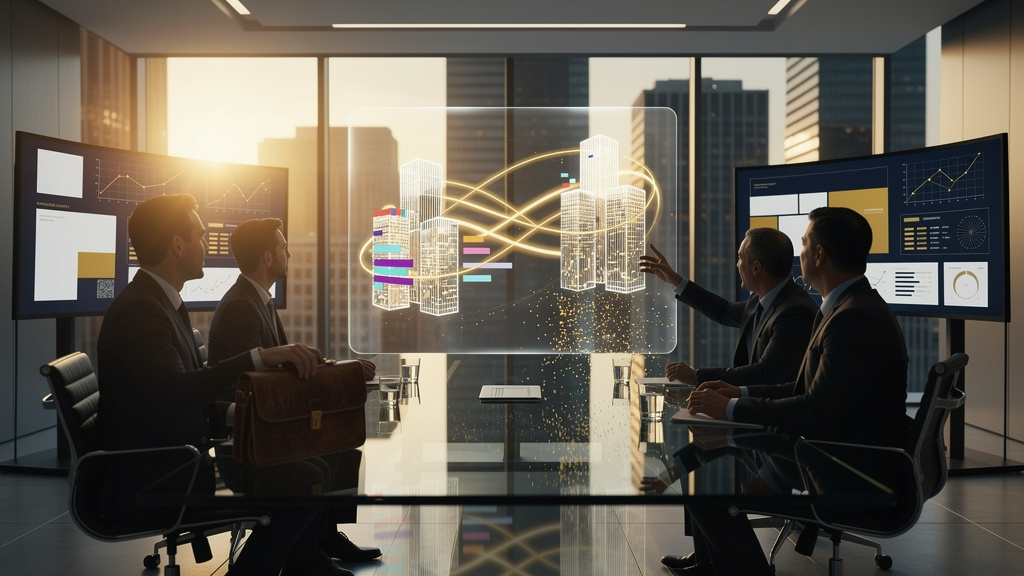 Broker-dealer compliance executive reviewing transition readiness scorecard on a tablet in a modern financial office
