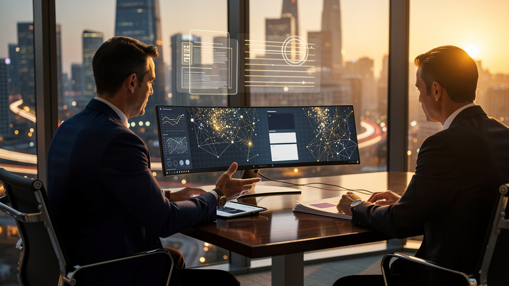 Compliance officer reviewing a marketing piece with AI disclosure language highlighted on screen