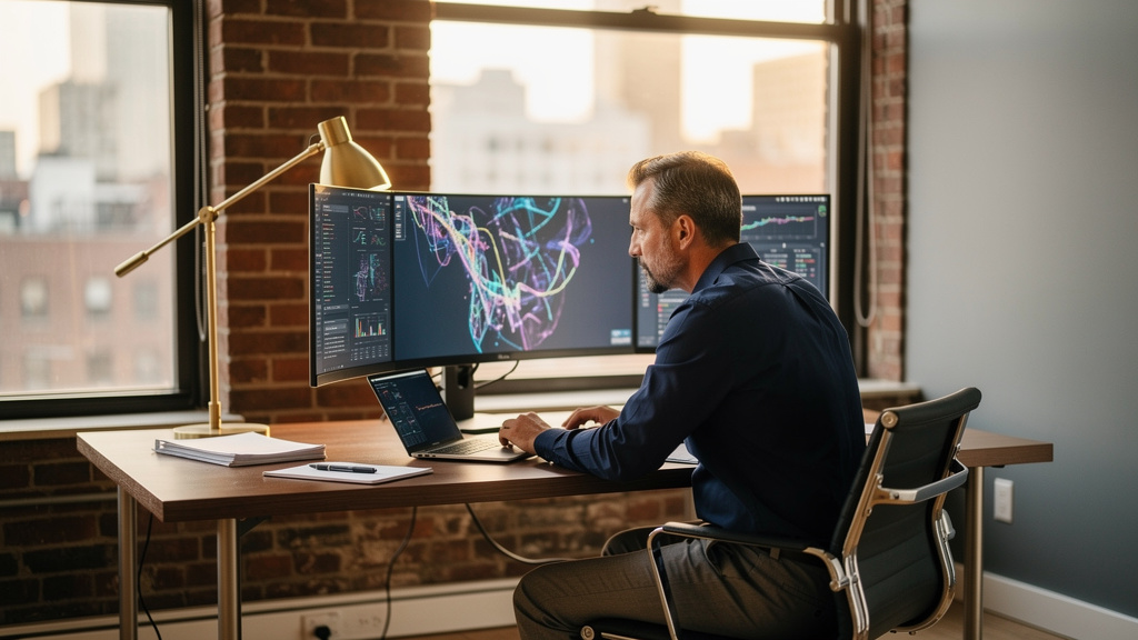 Broker-dealer executive presenting a transition automation ROI template to a CFO